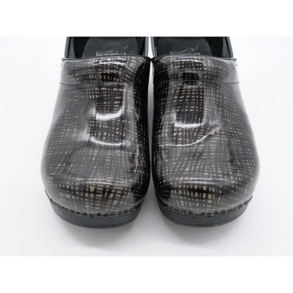 Dansko Original Professional Womens 11 Clogs Black Metallic Patent Leather Shoe - Picture 6 of 11